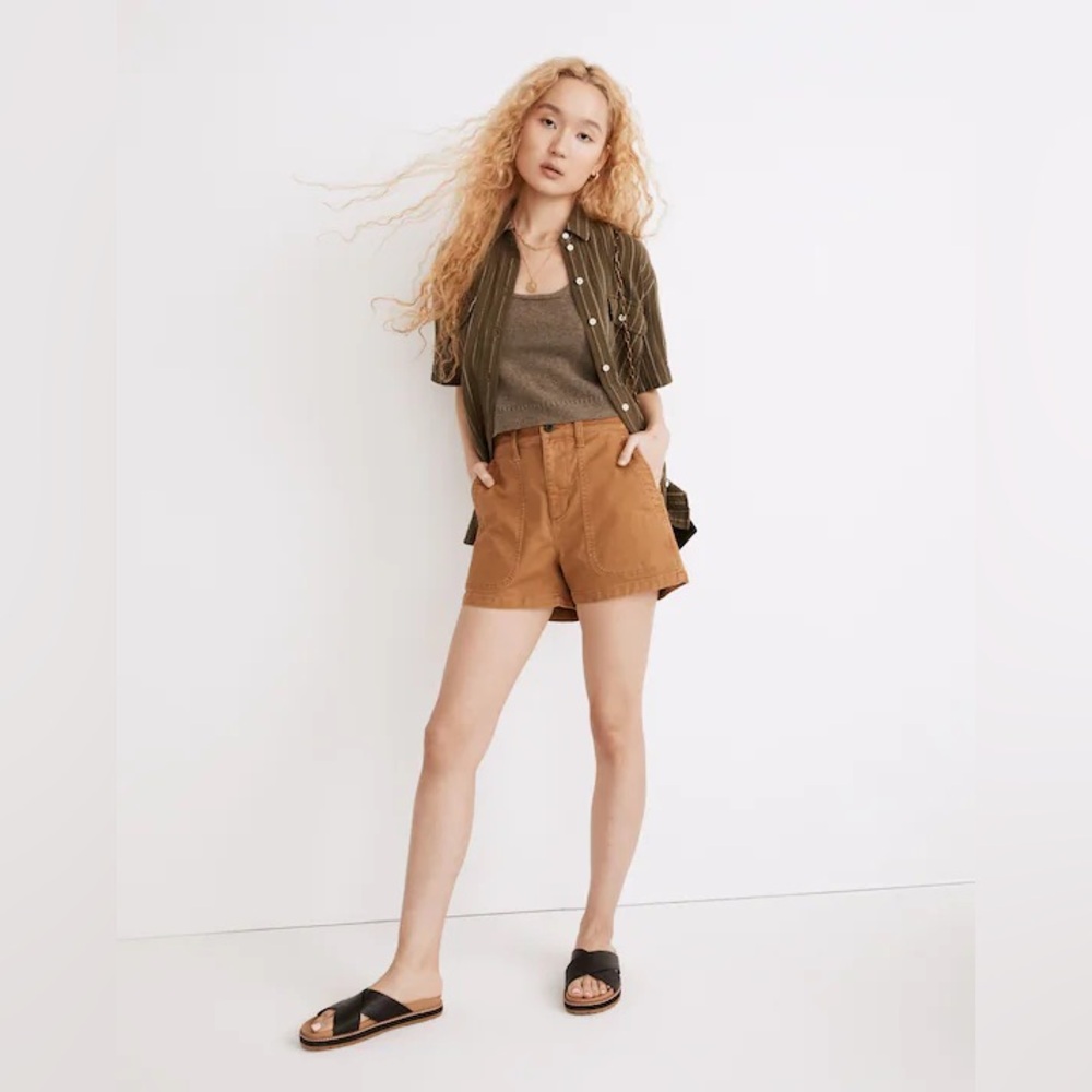 NWT Madewell Perfect Vintage Fatigue Shorts Toffee Brown Size 29
